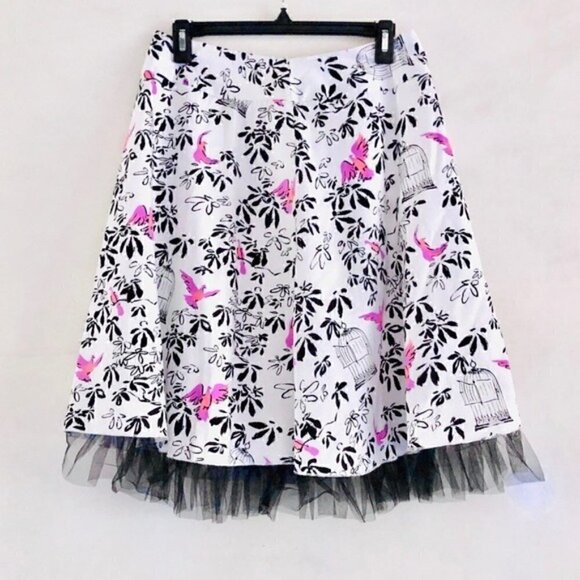 Notations Skirt M Petite Birdcage Print A-Line Tulle - Picture 1 of 6